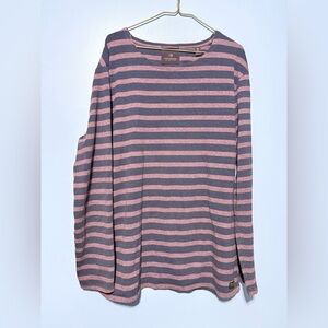 Scotch & Soda Burgundy and Navy Striped Top